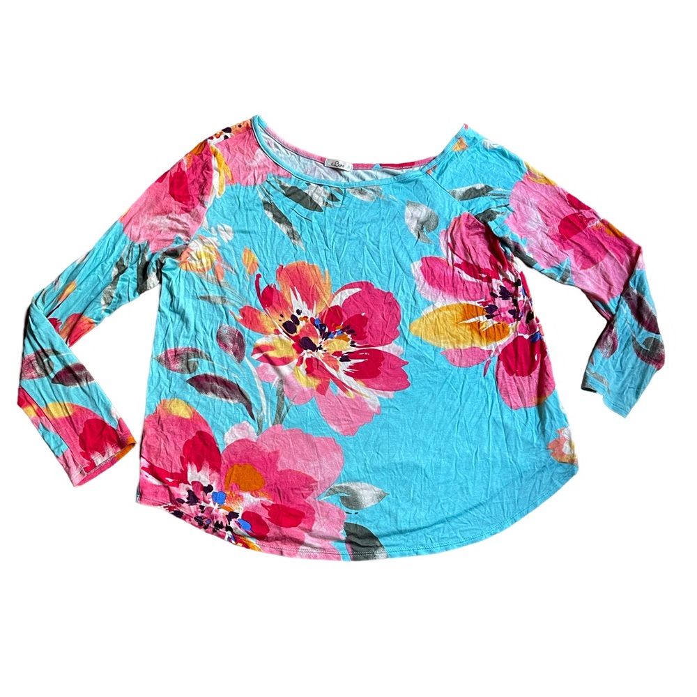 Floral Women's Top - Pink and Blue